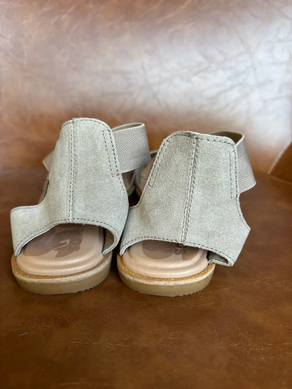 Sorel Ella II Women's Metallic Taupe Elastic Strappy Comfort Sandals W 9.5 - Picture 5 of 7
